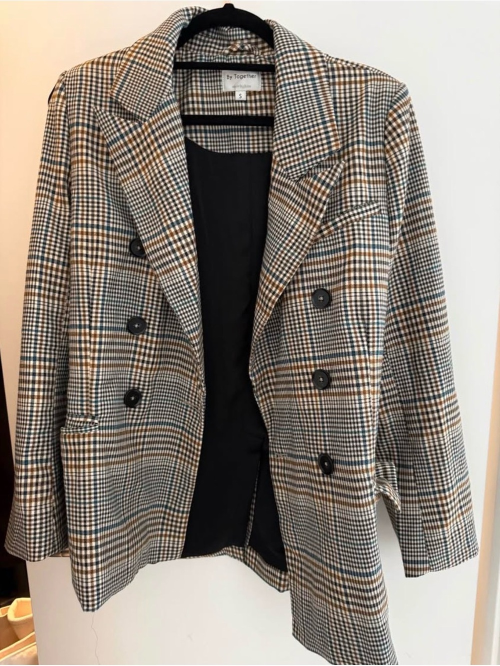 By Together Plaid Double-Breasted Blazer - Small